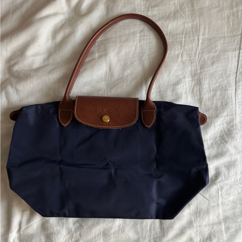 Longchamp Le Pliage Nylon Medium Shoulder Tote in Navy Blue